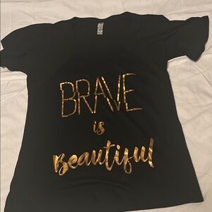 Black T-Shirt with Gold Text
